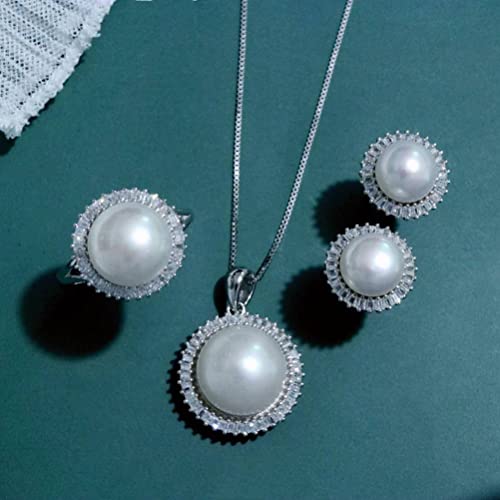 Boucles d'oreilles en perles d'eau douce bague et collier argent 925 - 3