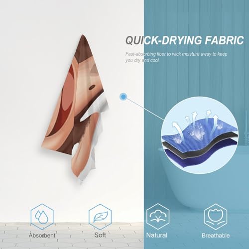 Serviette séchage rapide douce en microfibre motif singe pour sport