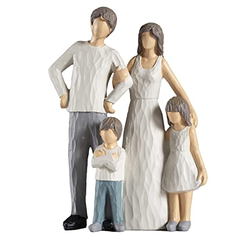 BUTILIVEEN Family of 4 Figurines, Family Sculpture of 4, Gifts for Family, Resin Family Sculpture for Anniversary Birthday Christmas, Resin Family Figurines