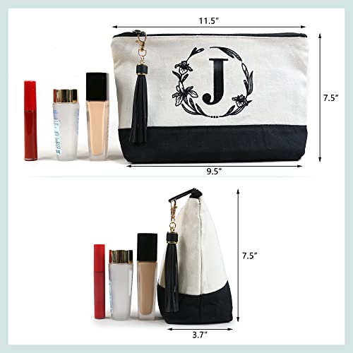 Beegreen Monogram Makeup Bag For Women Unique Birthday Gifts For Mother Teachers Friends Embroidery Cosmetic Bag With Inner Pocket Toiletry Bag Letter J #TOP4