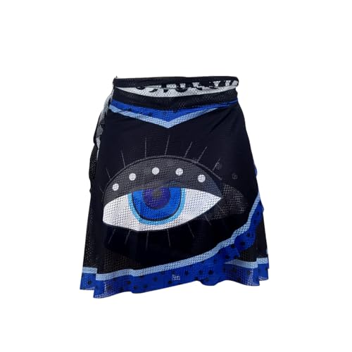 Saída de Praia Canga Saia Curta Olho Grego Preto Verão Piscina Feminina