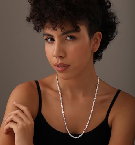 LeCalla 925 Sterling Silver Figarope Chain Necklace Jewelry | Italian 3.5 MM Handmade Milano Figaro Rope Chain Necklace for Men Women (18, 20, 22, 24 Inches)4