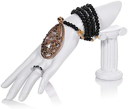 Homeanda White Resin Hand Form with a Stand Ring Hand Chain Bracelet Jewelry Display Stand Holder Organizer Photograph Props Home Decor