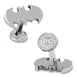 Acabado plateado atemporal. DC Comics - Gemelos de Batman para boda de superhéroe de plata + caja de regalo