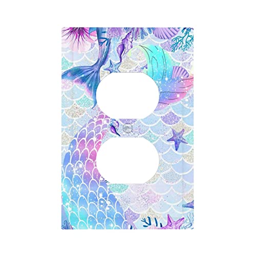 Meerjungfrauenwaage, 1-fach, Steckdosenabdeckungen, Duplex-Buchse, Wandplatte, dekorative elektrische Frontplatte, Schalterplatten für Zuhause, Kinderzimmer, Dekoration, 12,7 cm x 3 große Größe Cover