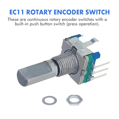Ouitble Drehgeber-Codeschalter, 5 Stück EC11 360-Grad-Digitalpotentiometer 5-polig Grifflänge 20 mm für Elektronikprojekte Dateneingabe