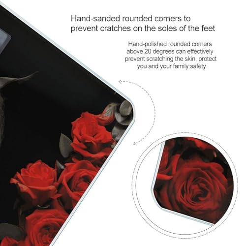 Báscula digital con diseño caballo negro y fondo de rosas rojas miniatura 4
