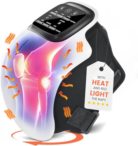 Masseur de genou avec grand écran LED infrarouge à vibrations chauffantes pour arthrite, masseur...