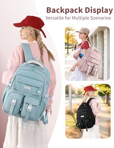 BASICPOWER School Backpack for Girls: Preppy Large Bookbag Fit 15.6 inch Laptop - Casual Waterproof Daypack for Travel & Campus- Back to School Gifts for 7-16 Teens & Kids2
