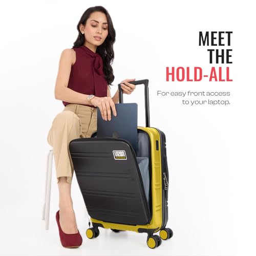 Image of Urban Jungle by Safari Hold-All Premium Small (55cm) Trolley Bag with Laptop Compartment, Polycarbonate Cabin Suitcase with 8 Silent Wheels & TSA Lock,Hardside Travelling Luggage for Men&Women(Yellow)