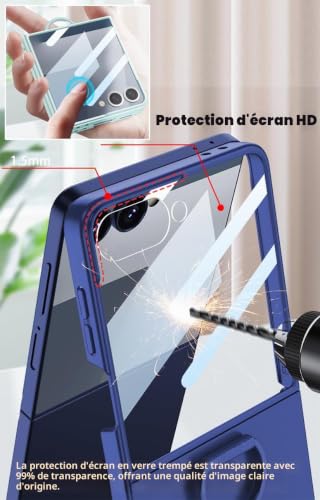 Coque Galaxy Z Flip 7 avec support béquille et protection écran - Transparente - 3