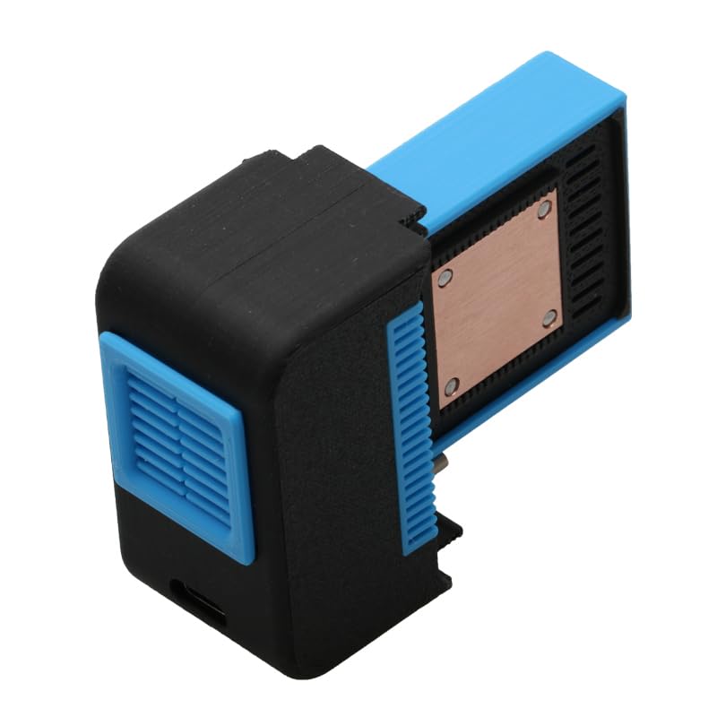 1PCS Action Camera Cooling Fan Radiator Red Copper Heat Dissipation Module 3D Printed Shell Support Type-C-Type-C Data Cable Air-Cooled Heat Sink for GoPro 9/10/11/12/13 (Black-Blue)