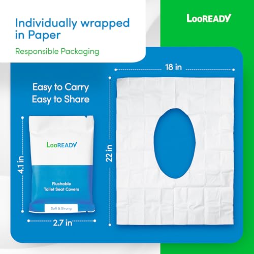 Looready Flushable Toilet Seat Covers Disposable Premium Quality Travel Essential. Extra Thick And Large Size (18 X 22"). Individually Wrapped thumb #3