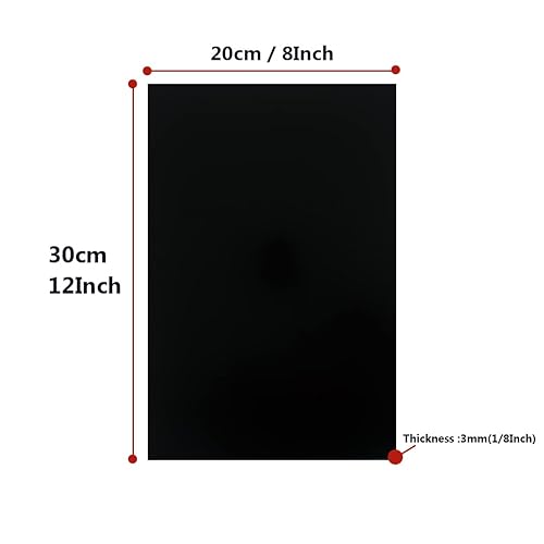 Miniatura 2 de 2 hojas de plástico ABS negro de 8 x 12 x 1/8 pulgadas con papel protector – plexiglás acrílico de color para manualidades, letreros, fotografía,
