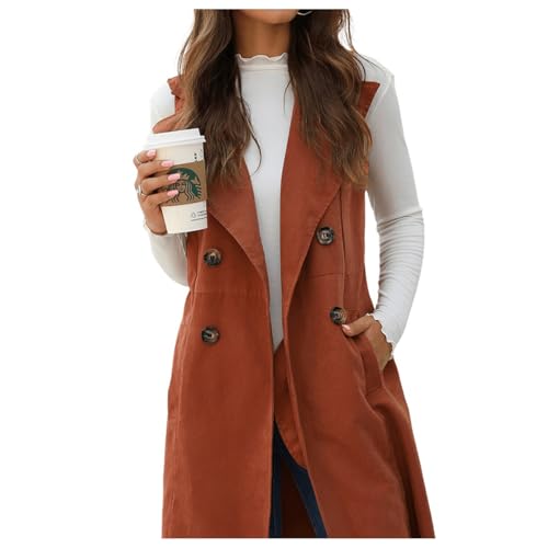GORGLITTER Women's Fitted Long Blazer Vest Sleeveless Trendy Fall Business Casual Dressy Work Blazer Suit Jackets 20253