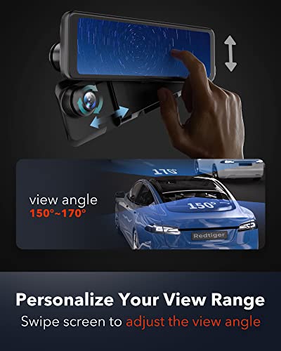 Redtiger Rear View Mirror Camera 11'' Uhd 4K Front And 1080P Rear View Mirror Dual Cameras For Cars,Gps,Parking Monitor,Night Vision,Smart Reverse Parking Assistance,Touchscreen,Free 32 Gb Card #TOP3