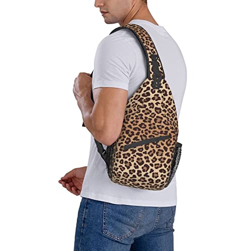 Leopard Print Sling Bag For Women Men Crossbody Shoulder Backpack Brown Leopard Seamless Pattern Imitation Of Wildlife Animal Skin Chest Bags Cute Cheetah Print Gym Bag Travel Hiking Casual Daypack #TOP6