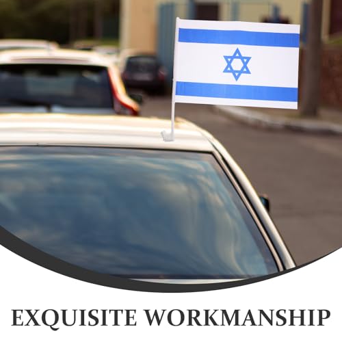 WHAMVOX Israel Flagge Auto Fahne 4 Stück Polyester 30x45cm Dekorative Autofenster Flaggenverzierung Langlebige Nationalflagge für Sport Party und Fanartikel