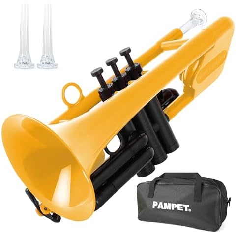 PAMPET SEA LION Professional Plastic Bb Trumpet Standard Trumpets Trumpet Set for Student Beginner Bb Trumpet Instrument (Yellow) Cover