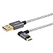 CableCreation [2-Pack 3.2 feet Right Angle Micro USB 2.0 Braided Cable, 90 Degree Vertical Right USB 2.0 A Male to Micro USB Male with Aluminium Case,1 Meter, Space Gray