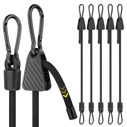 Spanngummi mit Karabiner Verstellbar, 200cm Expander mit Karabinerhaken, Gepäckspanner schwarz 6er Set, 100% Latex Gummispanner für Sonnensegel, Tarpaulins, Garten, Fahrrad, Auto, Ladung