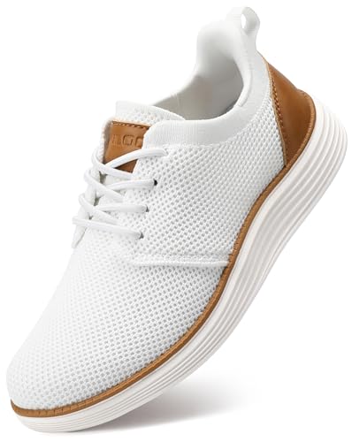 VILOCY Boy's Slip On Casual Dress Sneaker Hands Free Fashion Shoes Comfortable Oxfords Mesh Tennis Breathable School Uniform Formal Church Shoes White,35