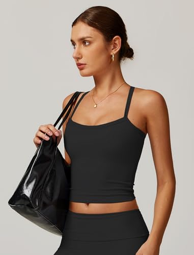 Womens Longline Sports Bras Cross Back Active Gym Yoga Padded Workout Crop Tank Top with Built in Bra2