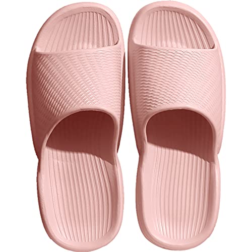 FRALOSHA Damen Slipper Indoor Anti-Rutsch Leichte Duschschuhe Strand Weiche Bequeme Rutschen Sandalen (Pink 36-37)