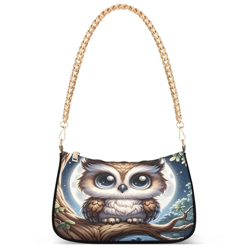 Cute Owl with Big Eyes Ladies Shoulder Bag Prints Zipper