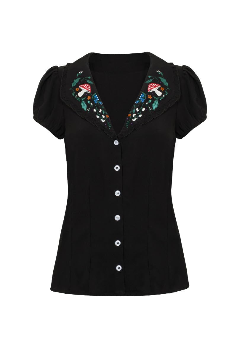 Hell Bunny Unisex Black Natura Blouse