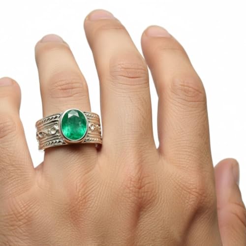 Image of 55Carat Choose Your Color Genuine Gemstone Sterling Silver Ring Band Vintage Handmade Jewelry Sizes 5-12