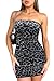 ABMOIU Women's 2025 Floral Tube Mini Dress Strapless Backless Party Club Short Ruched Bodycon Dresses Leopard X-Large