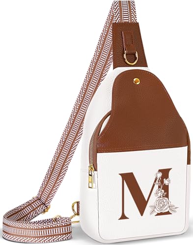 Image of Lizznoe Personalized Crossbody Bag for Women Leather Sling Bags with Initial Letter Chest Bag for Travel, Gift for Mom Wife