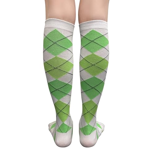 Image of Couver Women's Argyle Knee High Socks - Soft Acrylic Over the Calf Tube Style Socks for Casual Athletic - One Size