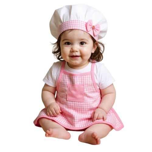 Image of A.T.U.N. (ALL THINGS UBER NICE) Soft Cotton-Rich Baby Chef Dress-Up Set | Cute Kitchen Dress-Up Outfit with Apron & Cap for Baby Boys and Girls | Ideal for Birthday & Photoshoot (0-2 Years)