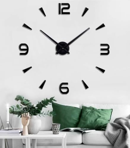 Image of RAPAL Frameless DIY Wall Sticker Clock (55 x 55 cm) - Decorative 3D Number Stickers for Living Room and Bedroom (DIY D1)