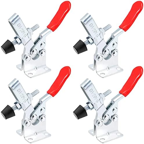 QLOUNI 4PCS Toggle Clamp Vertical Hand Tools 201-B Horizontal Quick Release Toggle Clamp with 198Lbs Holding Capacity, Antislip Toggle Grips Tool for Machine Operation, Woodworking, Welding, Molding