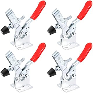 QLOUNI 4PCS Toggle Clamp Vertical Hand Tools 201-B Horizontal Quick Release Toggle Clamp with 198Lbs Holding Capacity, Antislip Toggle Grips Tool for Machine Operation, Woodworking, Welding, Molding