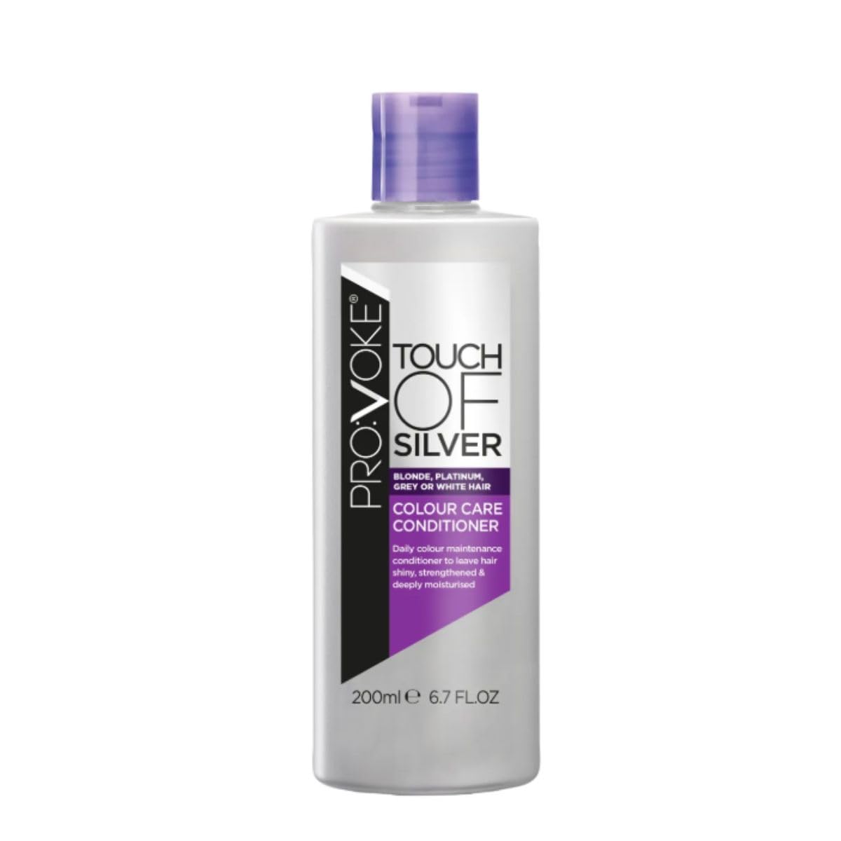 PROVOKE Touch of Silver Colour Care Conditioner 200 ml, Keep Coloured Hair Deeply Moisturised Silky and Smooth, Helps Eliminate Brassy and Yellow Tones, Correcting Pigments to Keep That Salon Colour