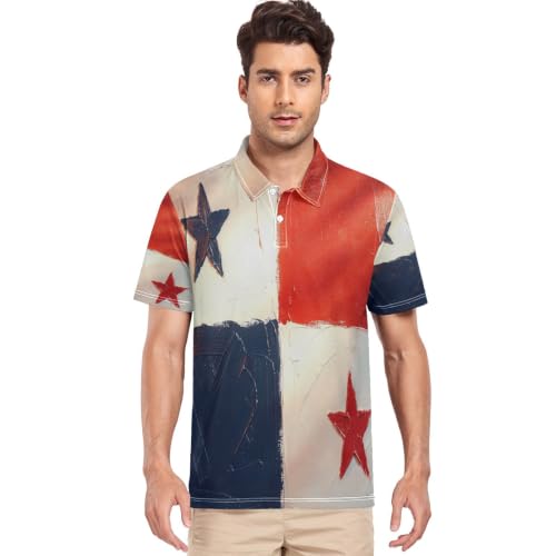 Polo de golf drapeau panama pour homme en maille respirante