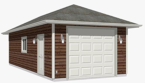 Garage Plans: Hipped Roof, One Car Garage with Extra Depth