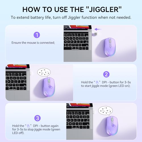 TECKNET LED Wireless Mouse Jiggler, Rechargeable Mouse with Built-in Mover - image 2