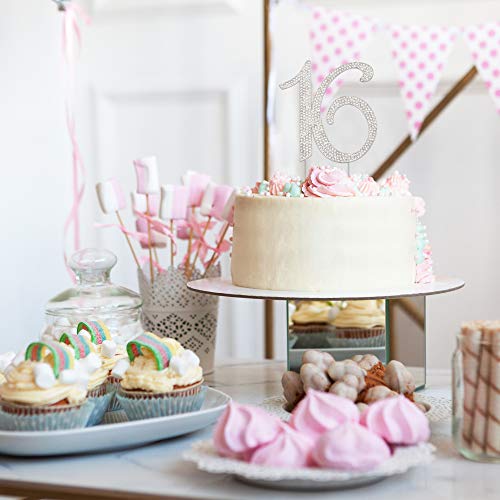 16 Cake Topper - Premium Silver Metal - Sweet 16 Birthday Party Sparkly Rhinestone Decoration Makes A Great Centerpiece - Now Protected In A Box #TOP2