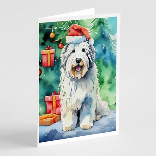 Caroline's Treasures DAC3545GCA7P Old English Sheepdog Christmas Greeting Cards Pack of 8 Blank Cards with Envelopes Whimsical A7 Size 5x7 Blank Note Cards