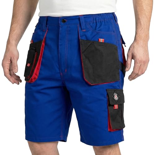 Stenso Kastor Pantaloncini da Lavoro Uomo con Tasche Multiple Rinforzate in Tessuto Resistente, Pantaloni Corti da Lavoro Uomo con Dettagli a Contrasto, Bermuda Blu Reale EU50