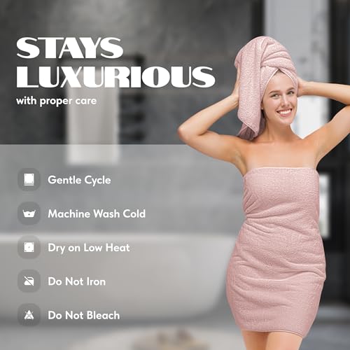 Image of White Classic Luxury Soft Bath Sheet Towels - 650 GSM Cotton Luxury Towels Extra Large 35x70 | Highly Absorbent and Quick Dry | Hotel Quality, Pink, 2 Pack