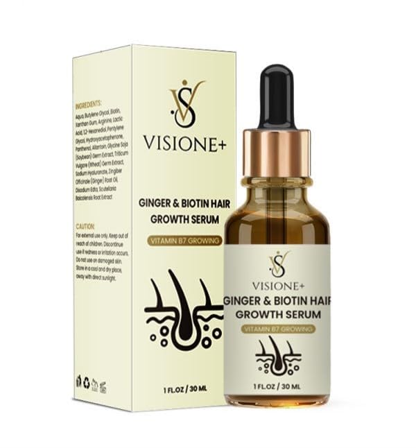 Miniatura 2 de VISIONE+ Ginger and Biotin - Suero para el crecimiento del cabello, 1 onza líquida (paquete de 1), beige