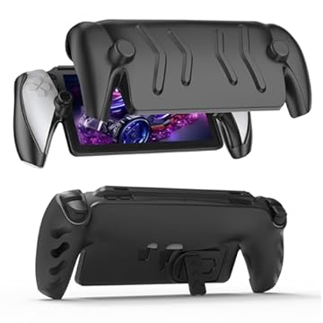 JOYTORN Capa protetora completa compatível com PlayStation Portal Remote Player, capa de portal PS5 com capa frontal destacável, design portátil antiderrapante fosco - preta