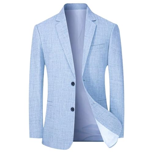 KALUNYA Mensuit Classic Business Slim Fit Westernjacket Modern Casual All-Match Longsleevesuit Work Gentleman Temperament Jacket N-Light Blue XXL