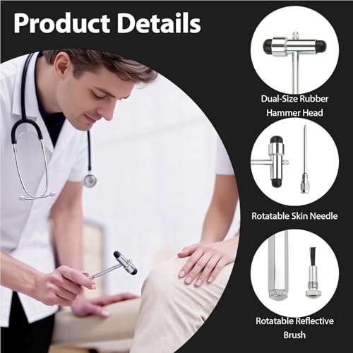Reflexhammer für Medizin, Neurologischer Reflexhammer, Trömner Neurologischer Reflexhammers mit Eingebautem Pinsel und Nadel, Vielseitige Diagnostik, für Medizinische und Pflegeanwendungen